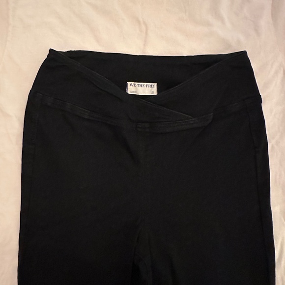 Free People PETITE Black Cross Band Pull On Flare Bell Bottom Jeans - Picture 1 of 2
